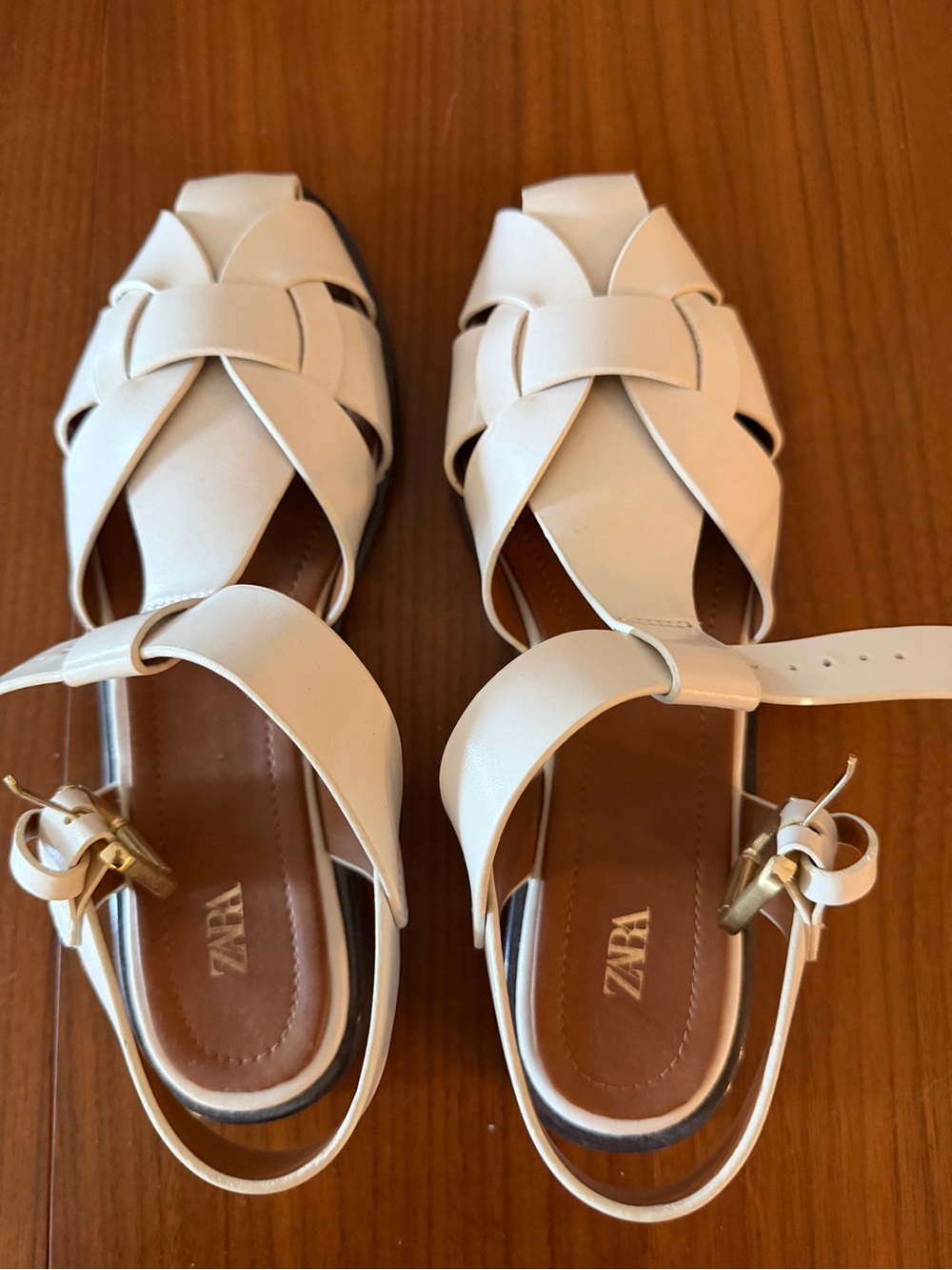 Zara White Woven Sandals